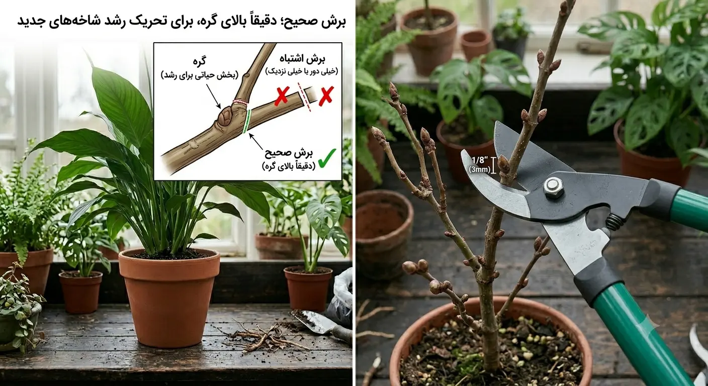 نحوه برش صحیح بالای گره گیاه برای تحریک رشد جدید